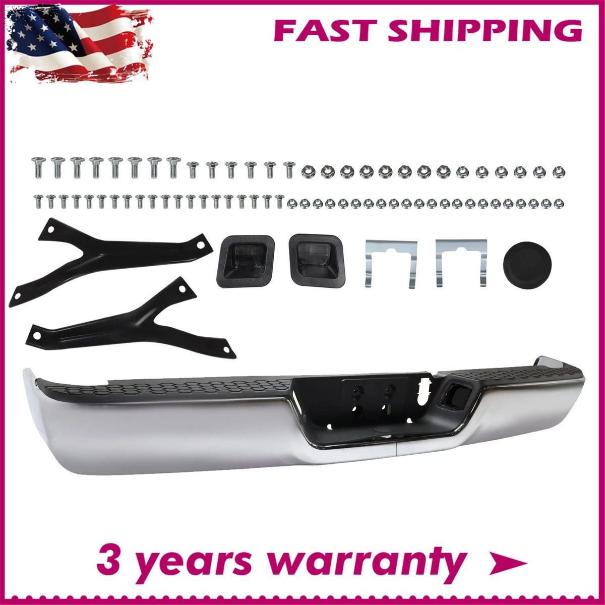 Chrome Rear Bumper Assembly for RAM 2500 3500 (2013–2018)