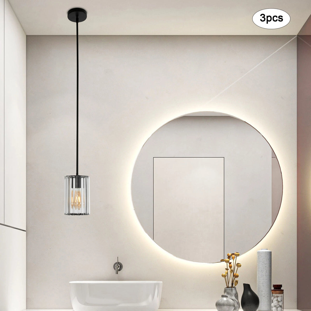 3-Light Crystal Pendant Lamp Ceiling Fixture 50W 110V