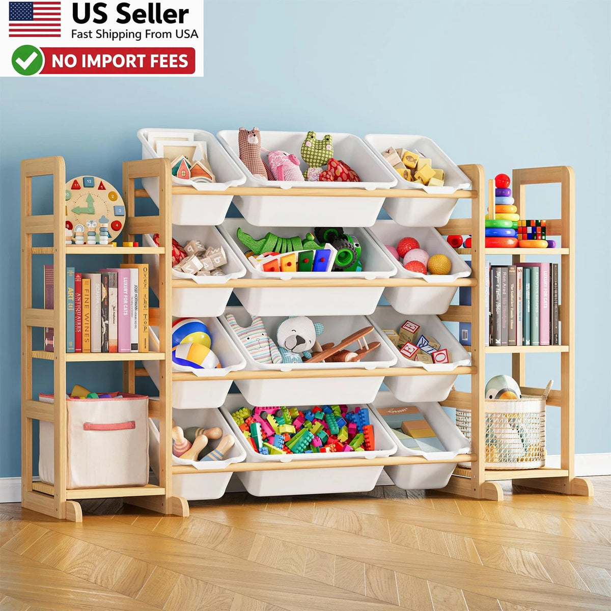 SpaceAid Toy Storage Organizer for Kids (6 Shelves, 12 Bins, 52.3in)
