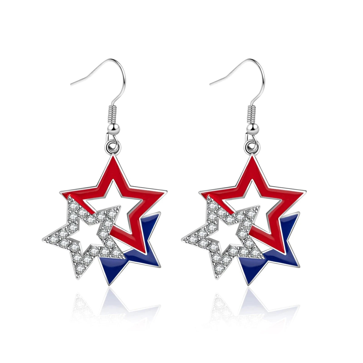Independence Day Earrings American Flag Red White Blue One Size