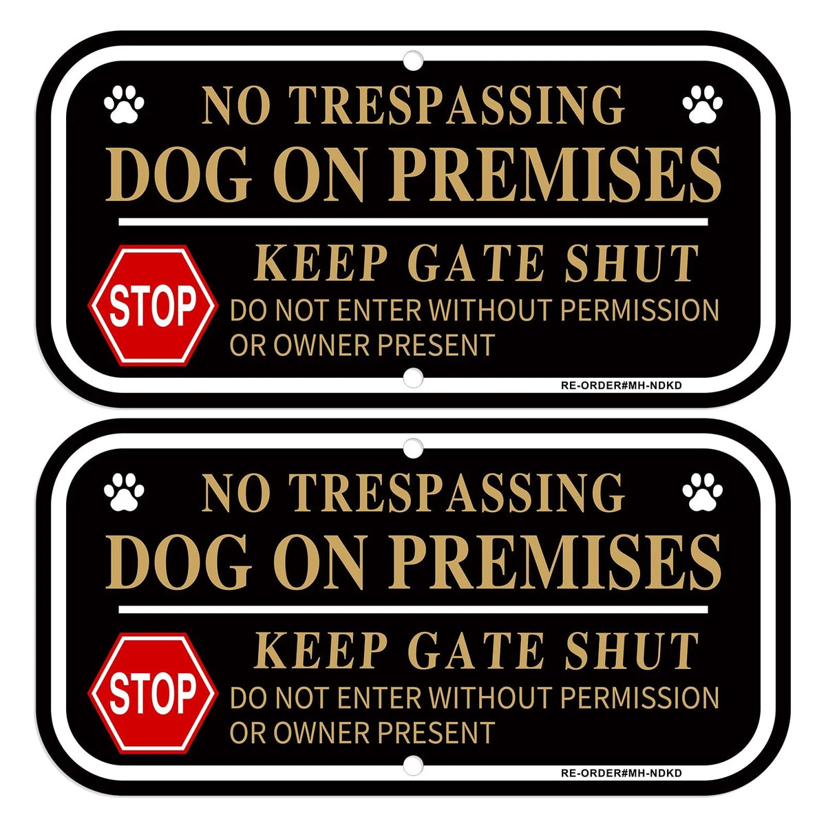 2X No Trespassing Dog On Premises Signs for Home (12x6 Inch)