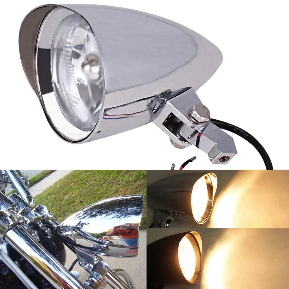 Chrome Bullet Headlight Lamp for Harley Bobber/Chopper