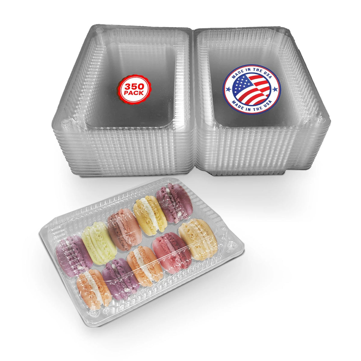 Set of 350 Plastic Food Containers 9" x 6.5" for Snacks