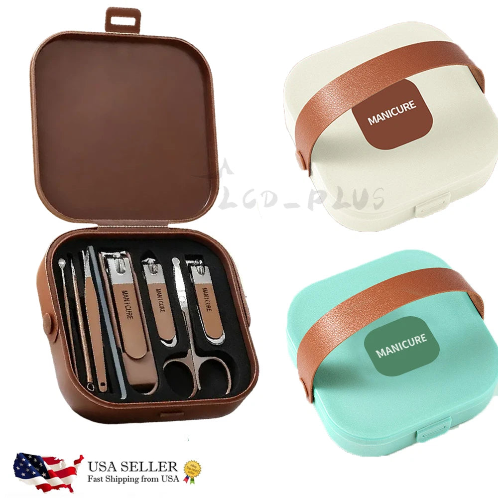 Manicure Pedicure Set Nail Clippers Cuticle Grooming Kit Case