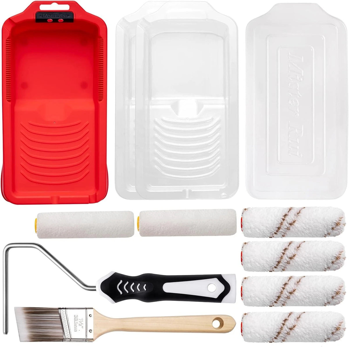 12-Piece Mini Roller Set with 6 Microfiber Sleeves for Automotive Painting