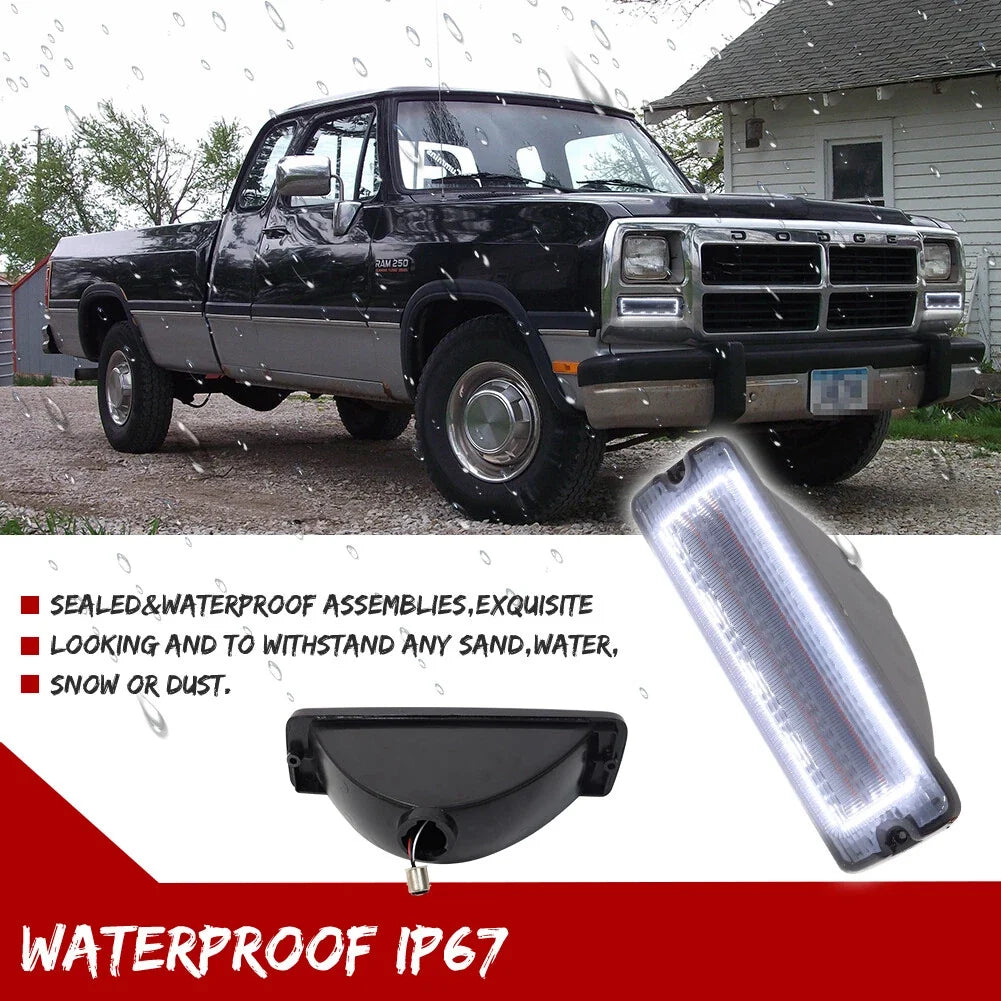 Smoked Switchback LED Turn Signal Lights for Dodge D150 D250 W150 W250 (1991–1993)