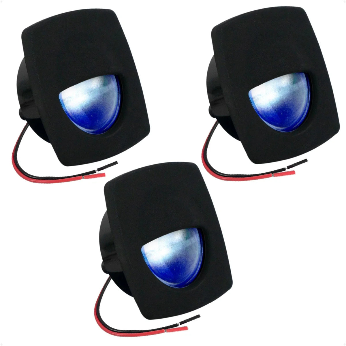 3X LED Companion Way Light for Marine Courtesy (Square, Blue)