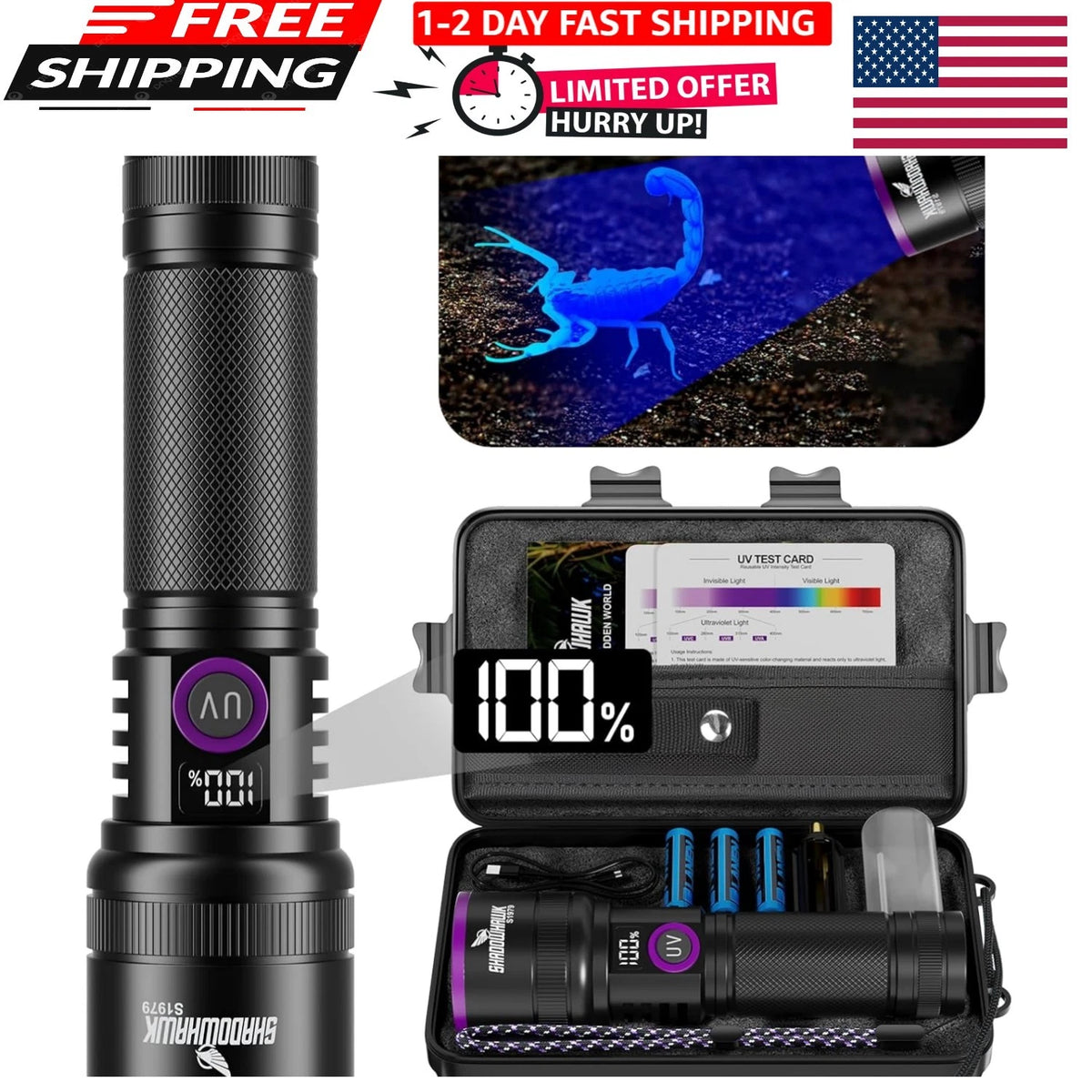 365nm UV flashlight for various applications