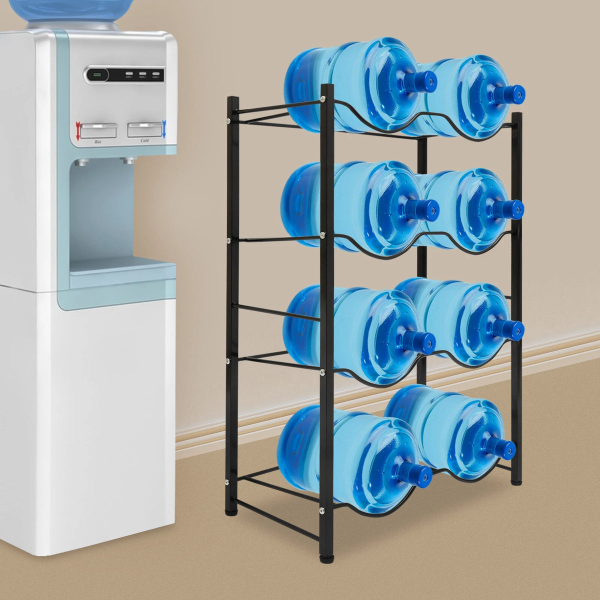 5 Gal Water Bottle Rack Organizer - 4 Tiers Storage Holder