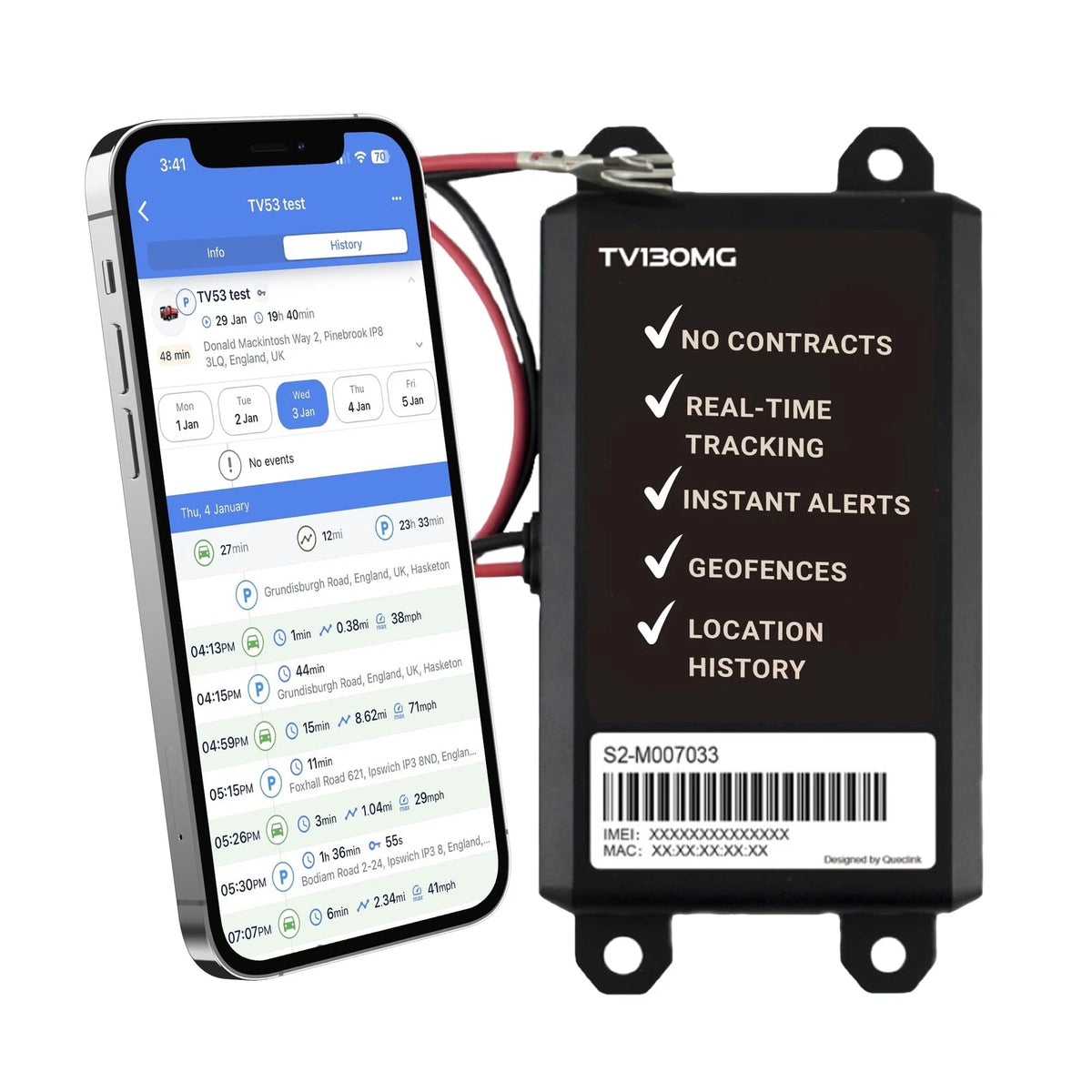 Truview TV130 4G GPS Tracker for Vehicle (Live Updates, Black)
