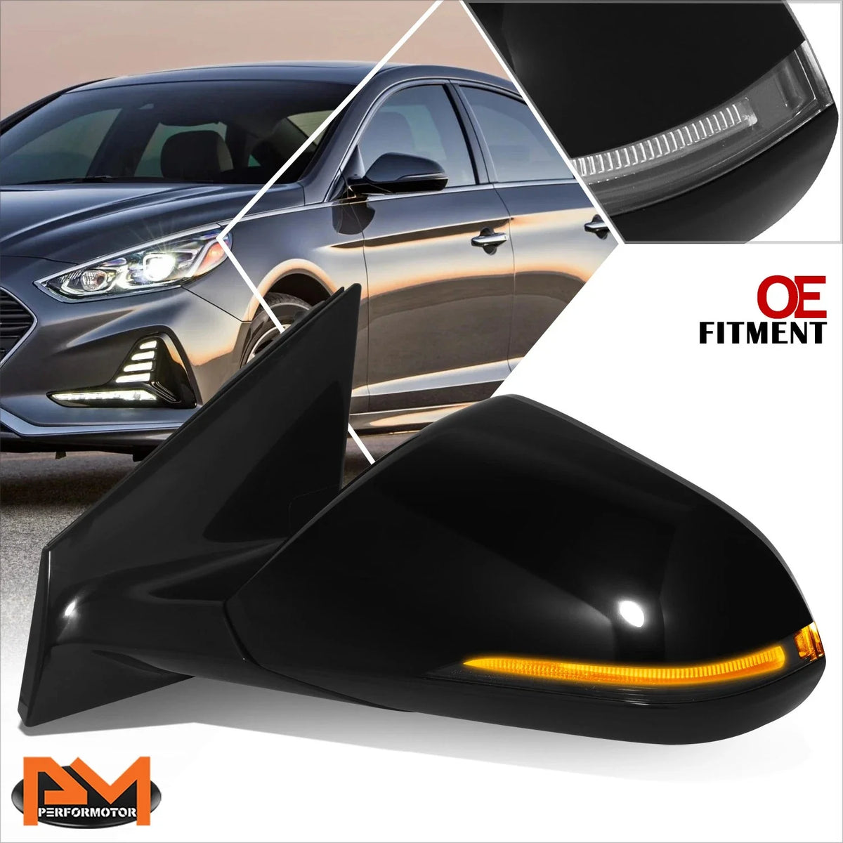 Left Side View Door Mirror for Hyundai Sonata (2018–2019) - Memory, Heated, Blind Spot