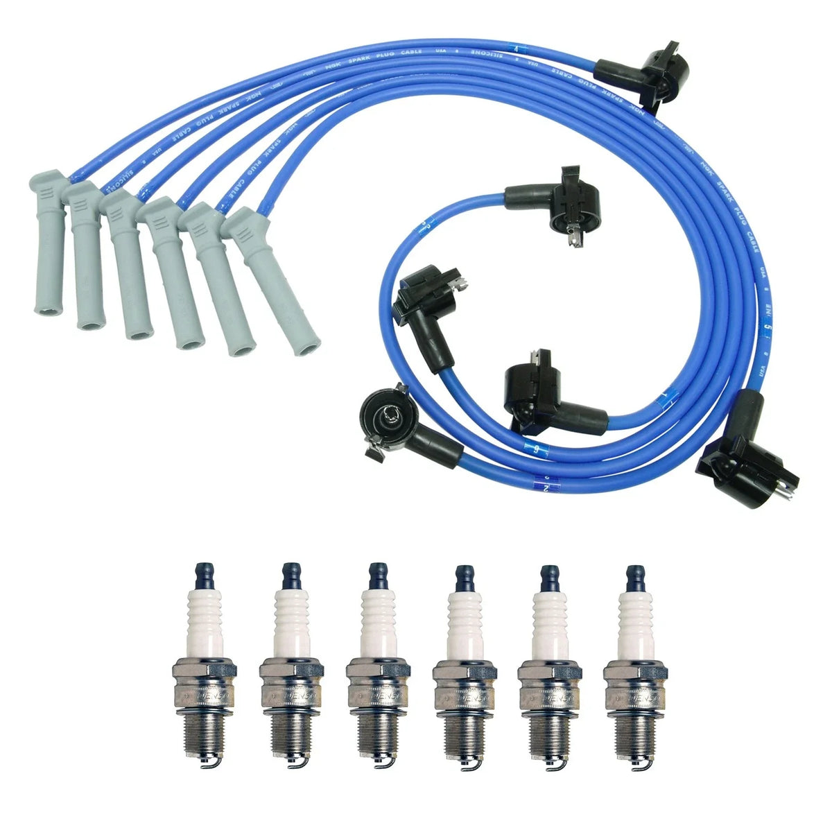 Set of 8mm NGK Wire Set & Denso Iridium Spark Plugs for Explorer Mountaineer (2002–2005)