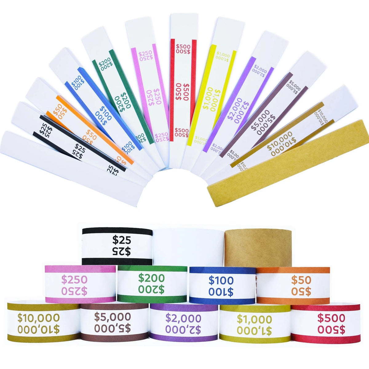 600pcs Money Bands for Cash - Self-Adhesive Assorted