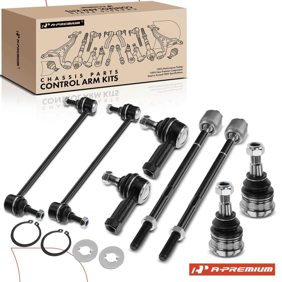 Set of 8 Front Sway Bar Tie Rods for Mitsubishi Eclipse (2006–2012) Galant (2004–2011) K80296, EV800045, K500068, ES800219