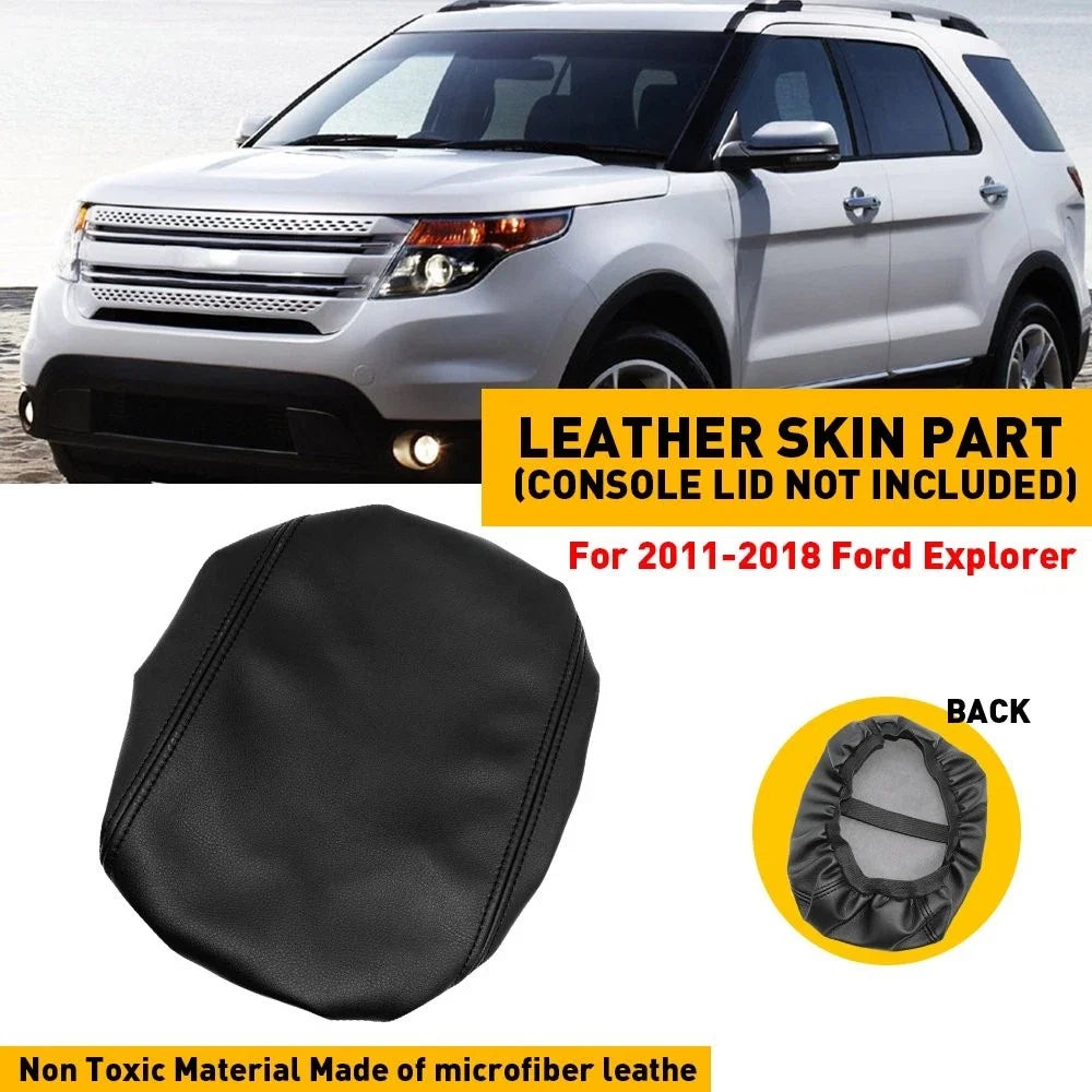 Console Arm Rest Lid Cover for Ford Explorer (2011–2018) Black Leather