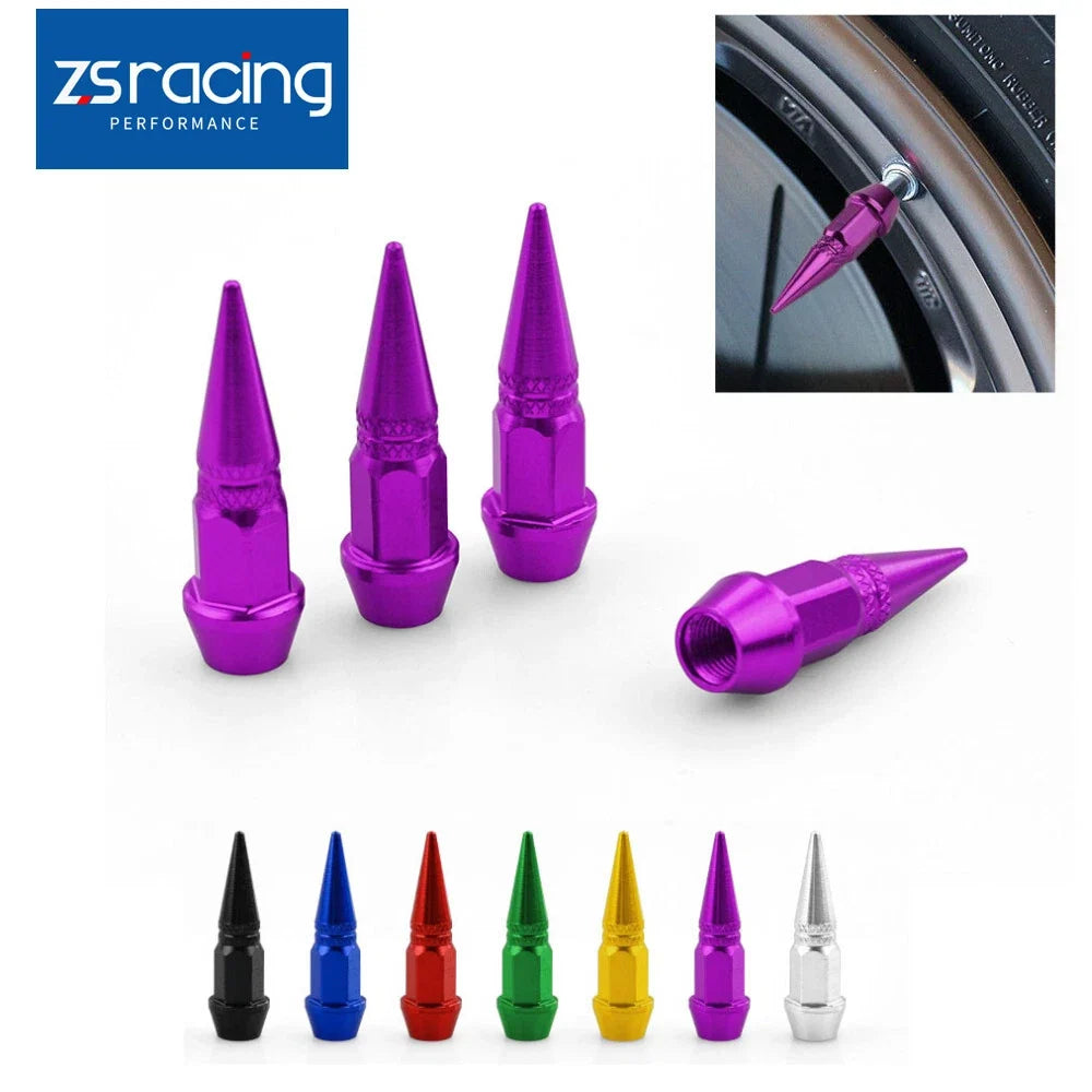Set of 4 Dustproof Spike Shape Tire Wheel Stem Valve Caps for Car Motorcycle