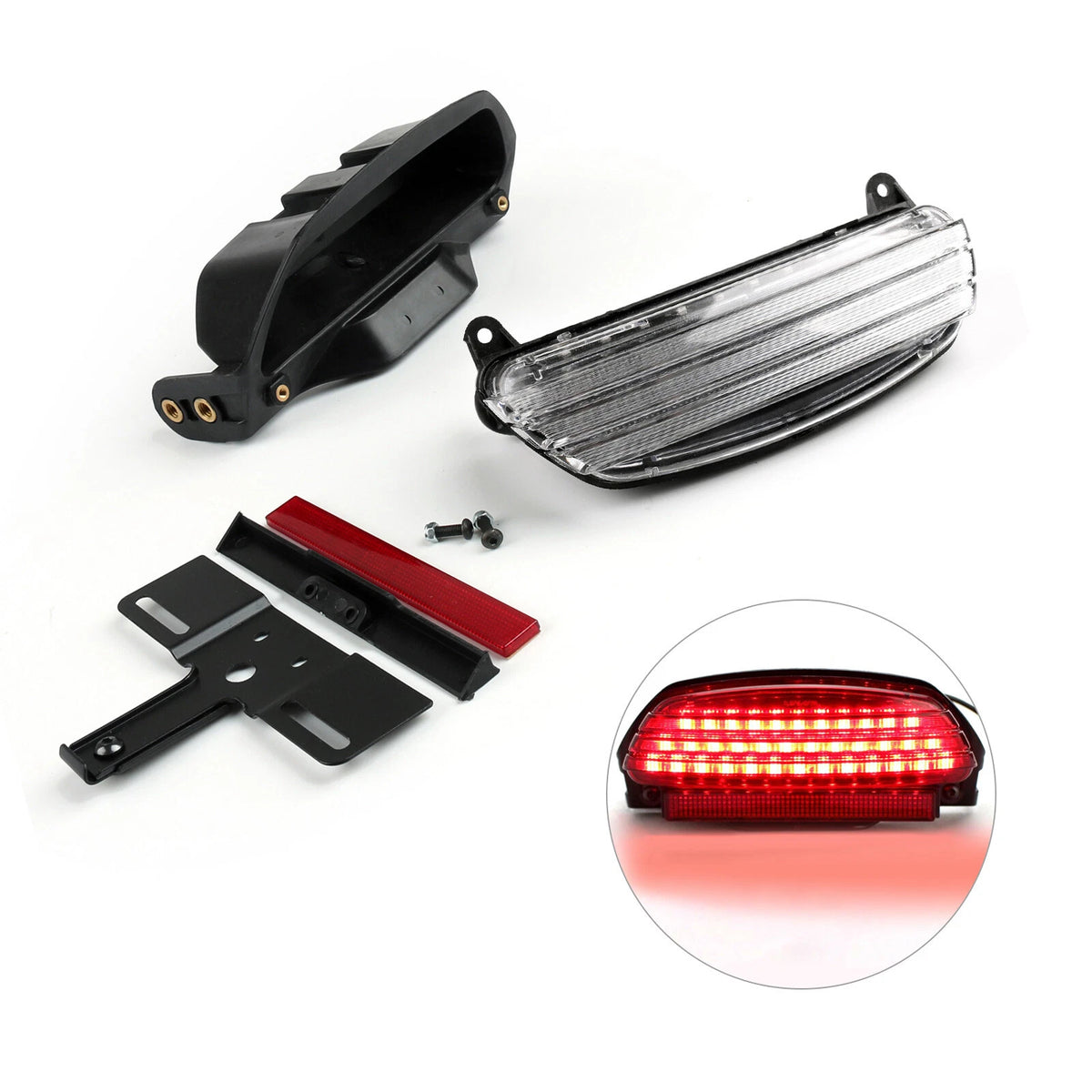 Tri-Bar LED Tail Light + Bracket for Softail FXST FXSTB FXSTC (TL-340-Clear)