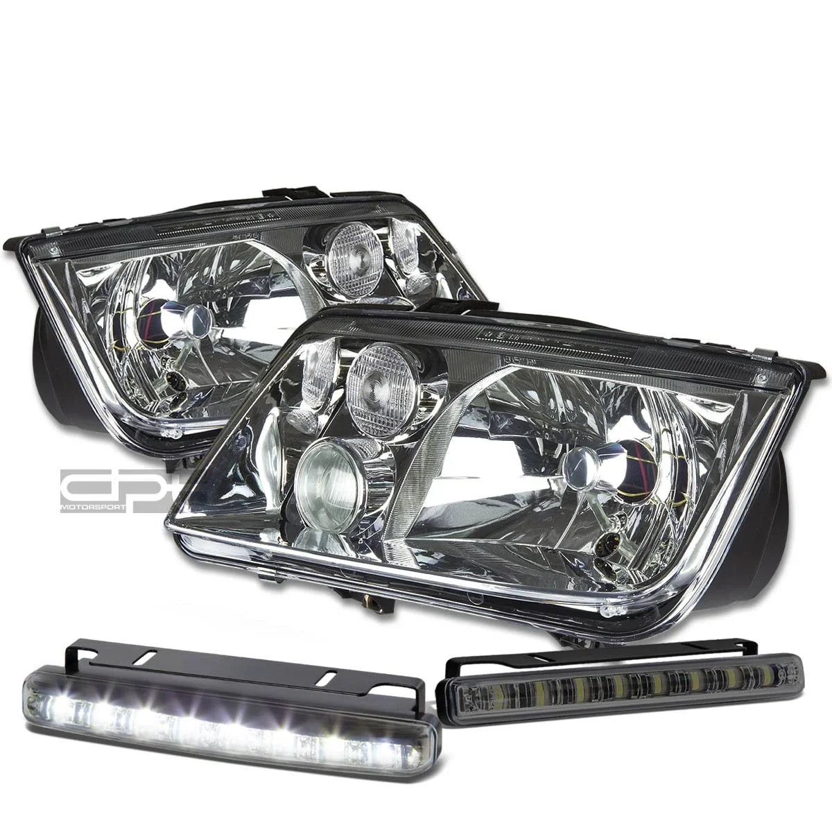 Chrome Housing Headlight & Smoked LED Fog Light Kit for Jetta/Bora (1999–2004)