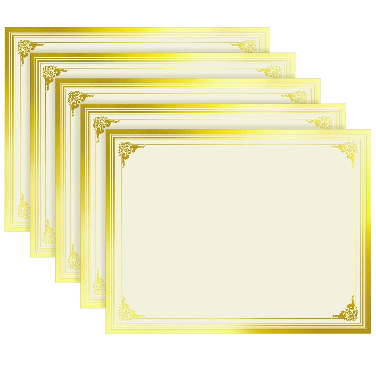100 Sheets Certificate Paper with Gold Foil Border, Letter Size 8.5"x11"