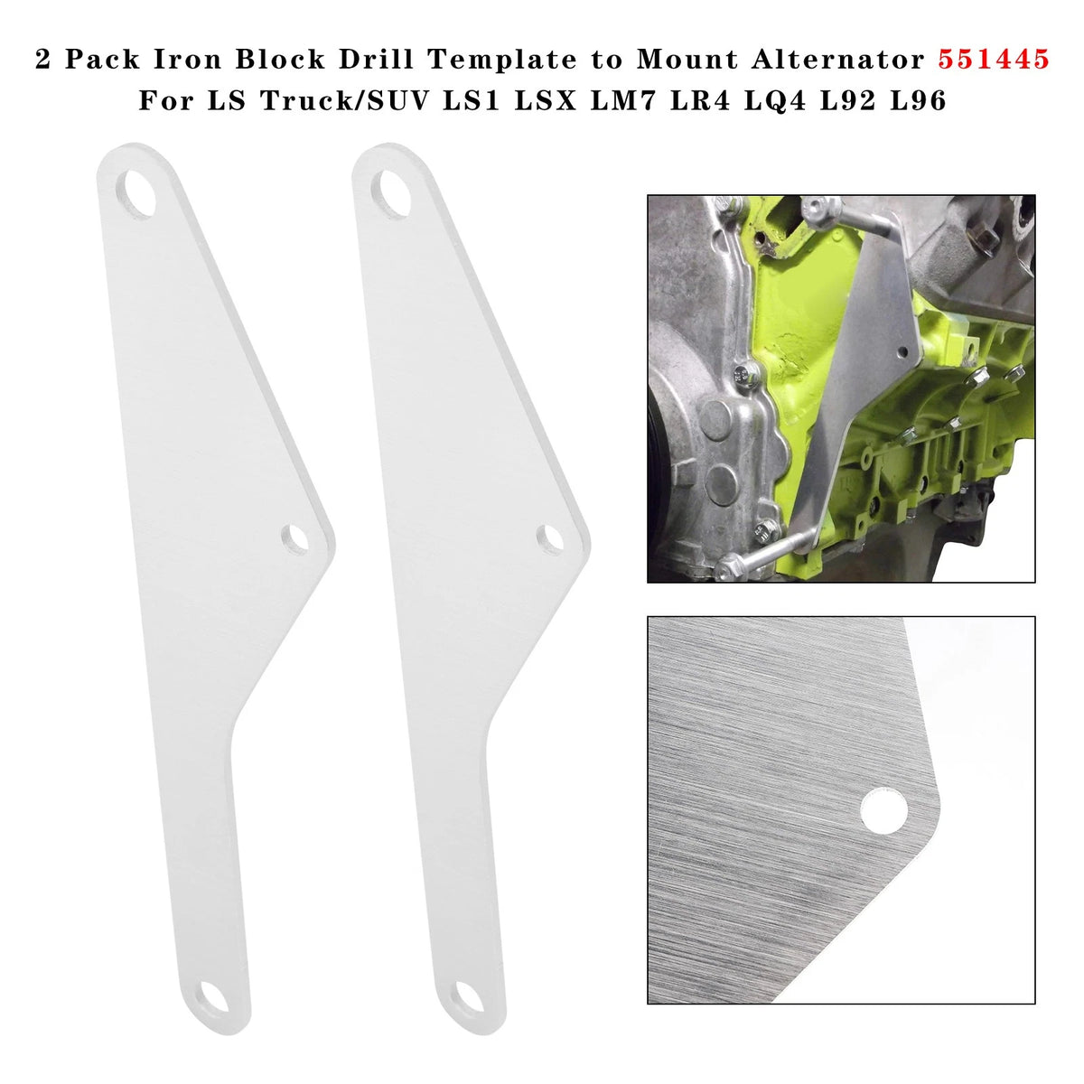 2 Pack Iron Block Drill Template for LS Truck/SUV (551445)