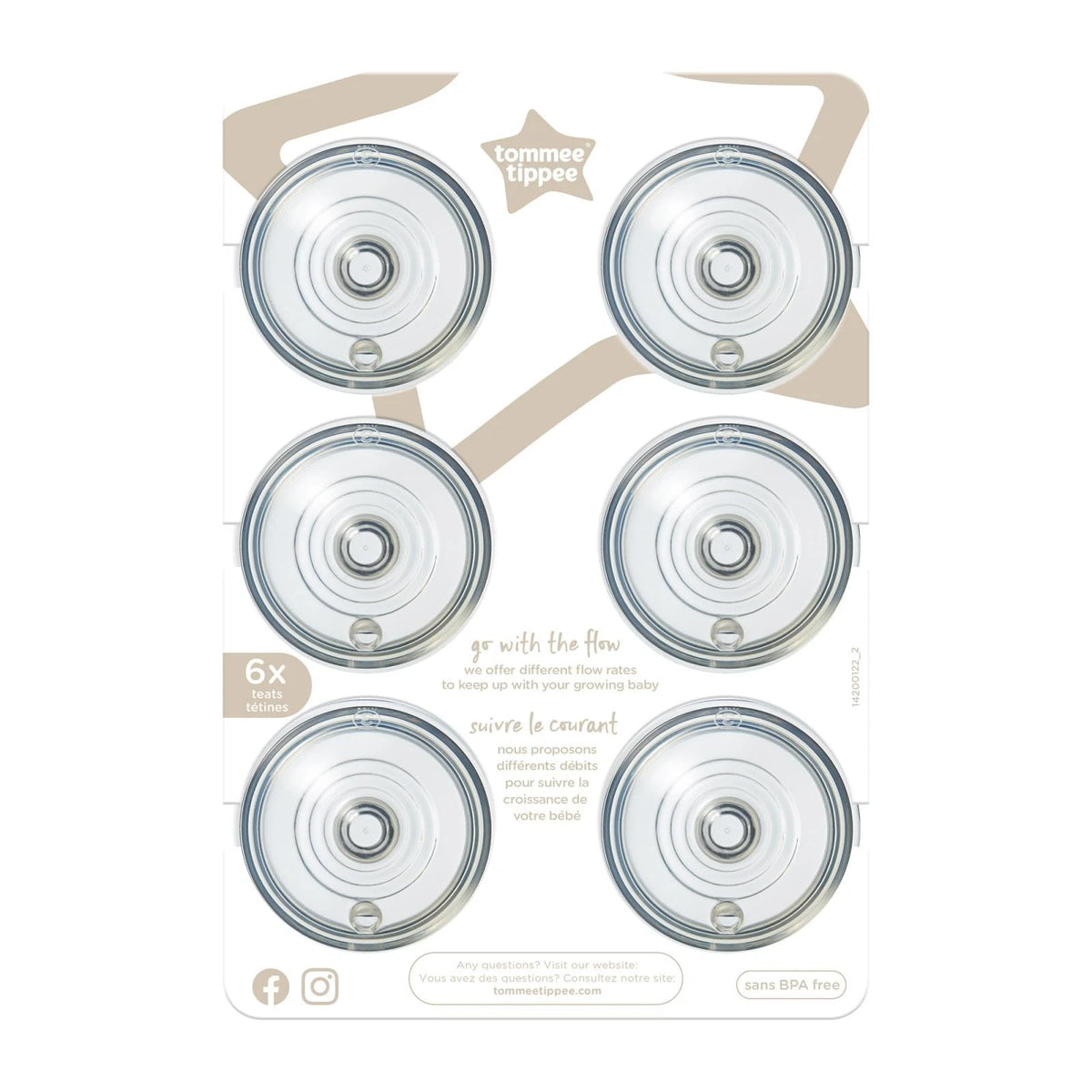6X Baby Bottle Nipples for Tommee Tippee Natural Start (Clear)