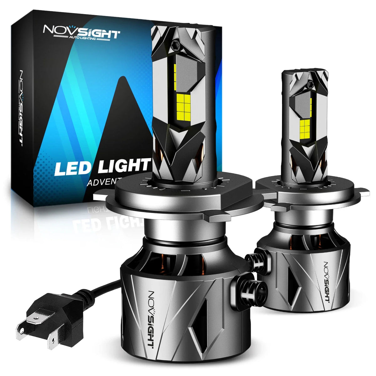 2X 9003 H4 LED Headlight Bulbs Kit for NOVSIGHT (60000LM)