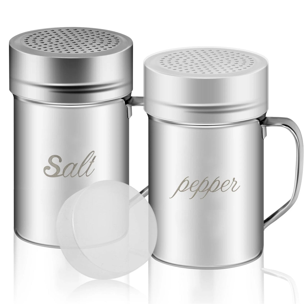 Stainless Steel Salt and Pepper Shakers Set for Kitchen (14 OZ)