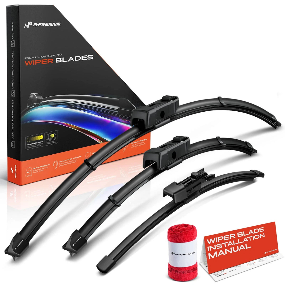 Set of 3 Windshield Wiper Blades for VW Golf GTI (2015–2024)