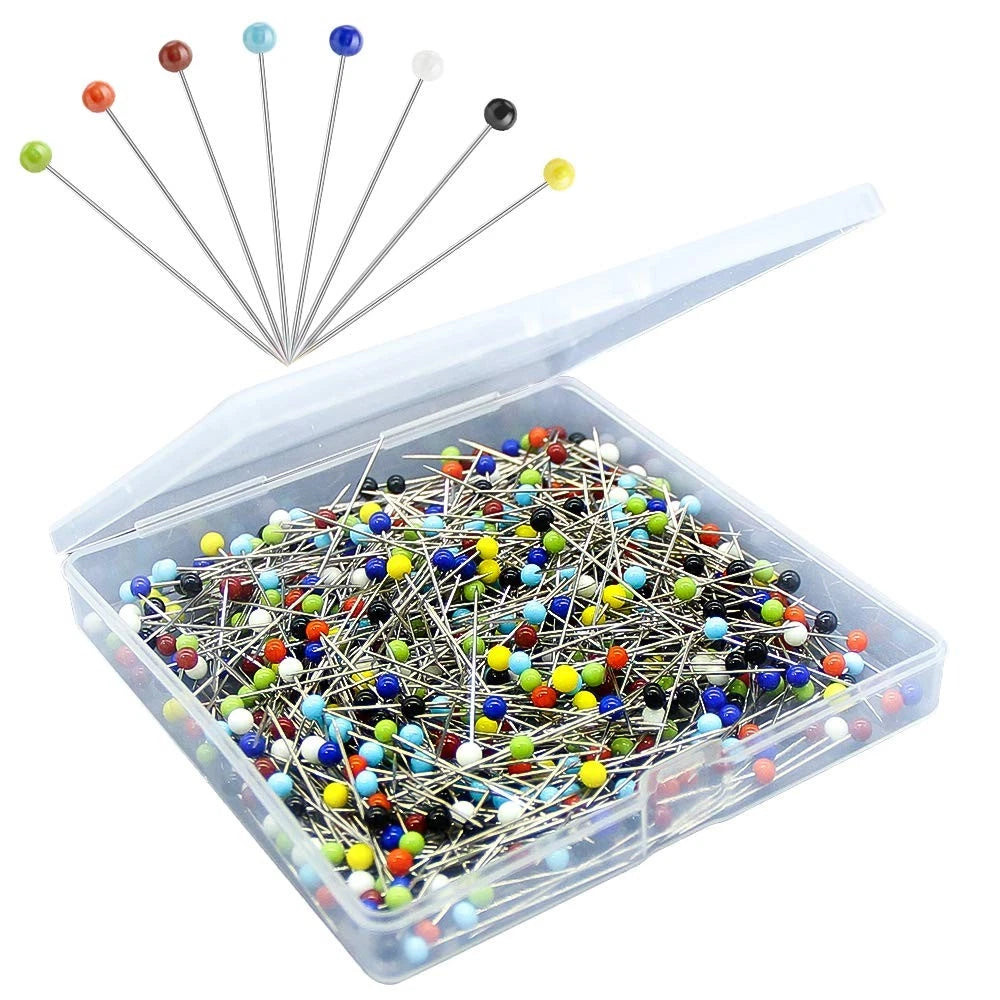 500PCS Straight Sewing Pins for Fabric - Yellow, Blue, White, Green