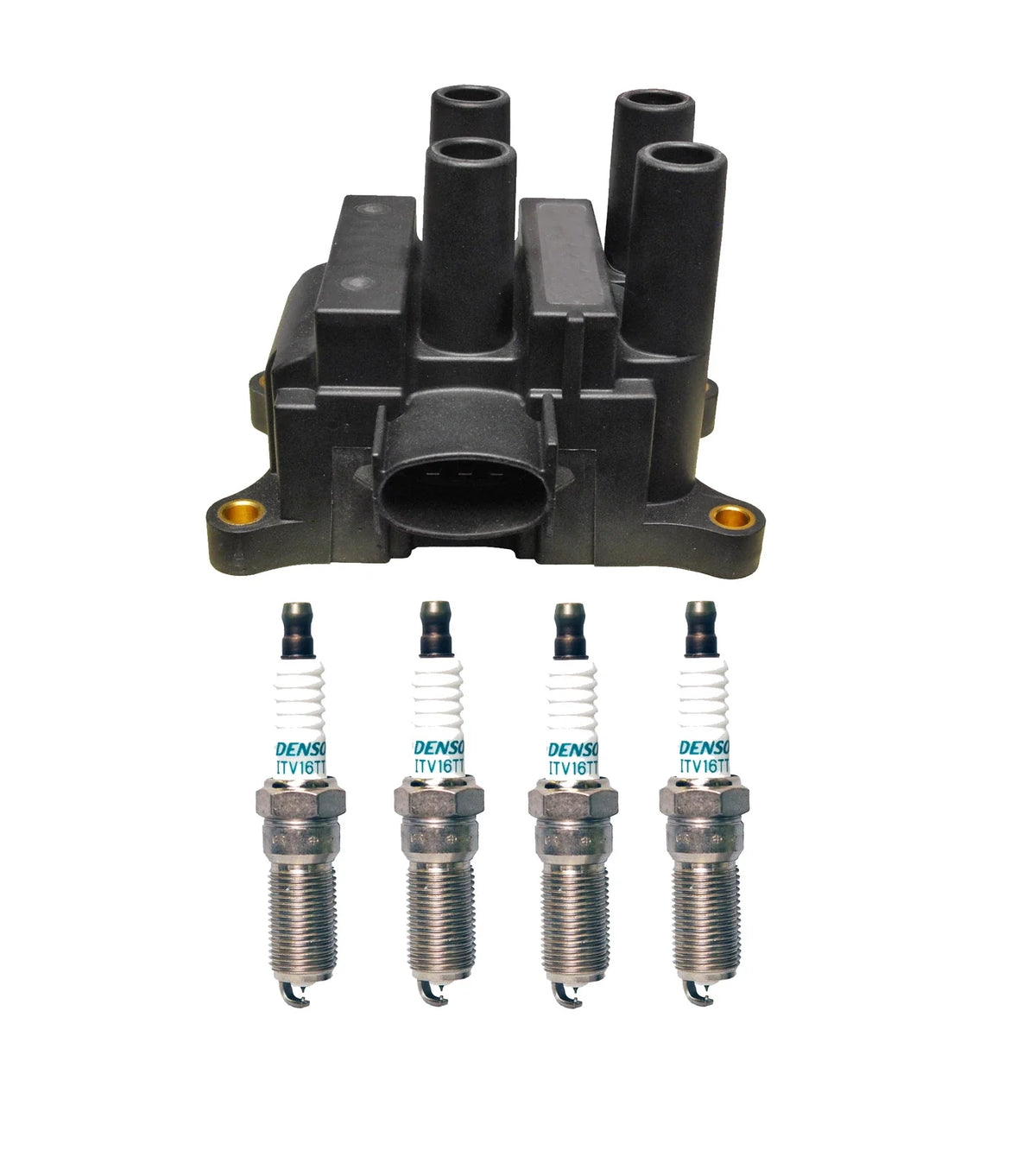 Denso Ignition Coil & 4 Iridium TT Plugs for Ford Mazda Mercury 2.0L L4 (0.04)