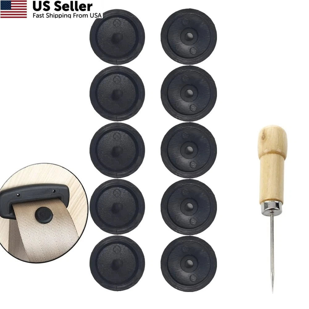 Set of 5 Seat Belt Button Buckle Clips for Universal Fit Black