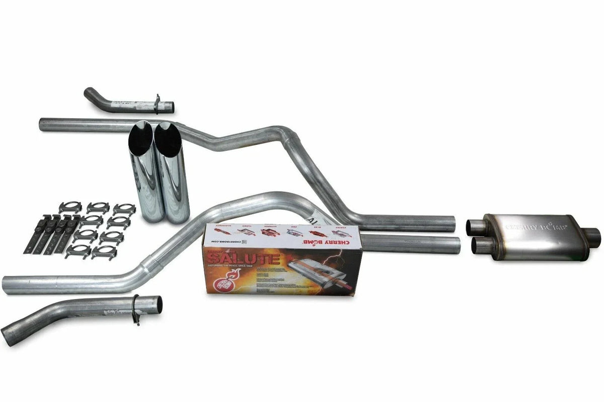 Dual Exhaust Kit for Chevy GMC 1500 (1999–2006) - 2.5" Cherry Bomb Slash Tips