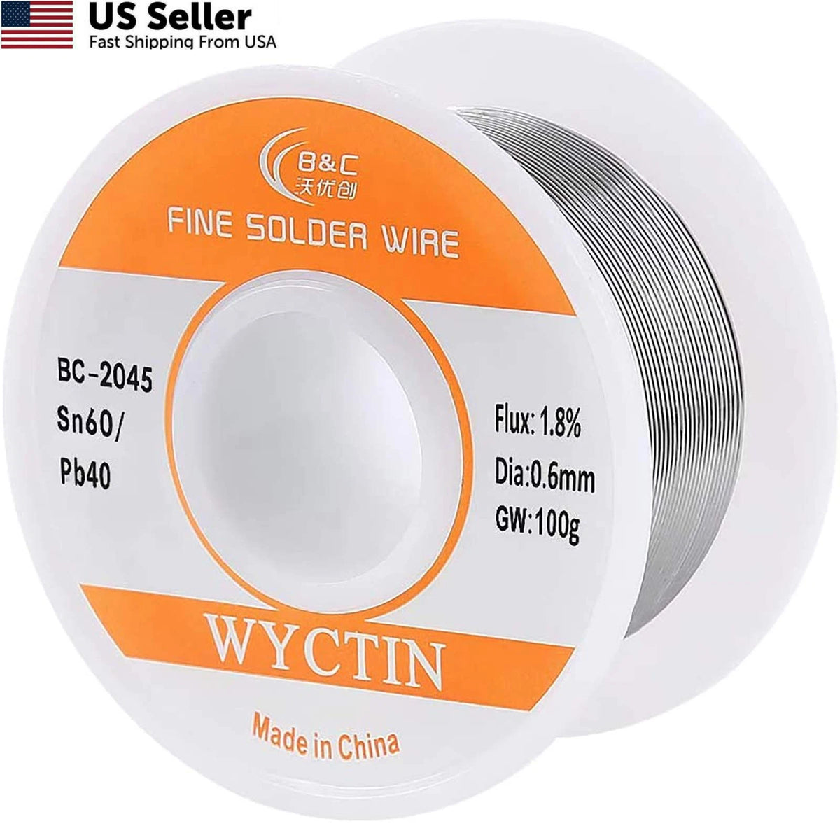 60-40 Tin Lead Solder Wire with Resin Core 0.6mm 100g