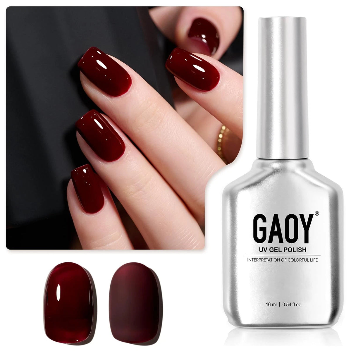 Dark Red Gel Nail Polish for UV Light Cure (16ml)