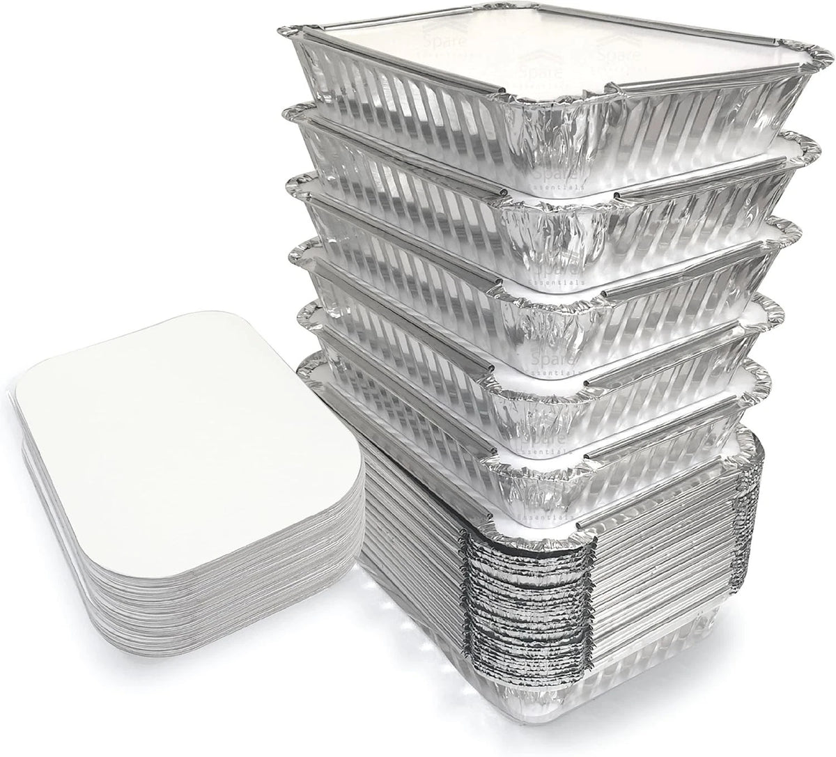 55 Pack Aluminum Foil Tins Containers with Lids for Meal Prep