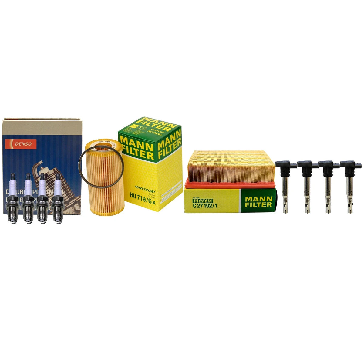 Set of 4 Denso Coils & Double Platinum Spark Plugs Tune-Up Kit for A4