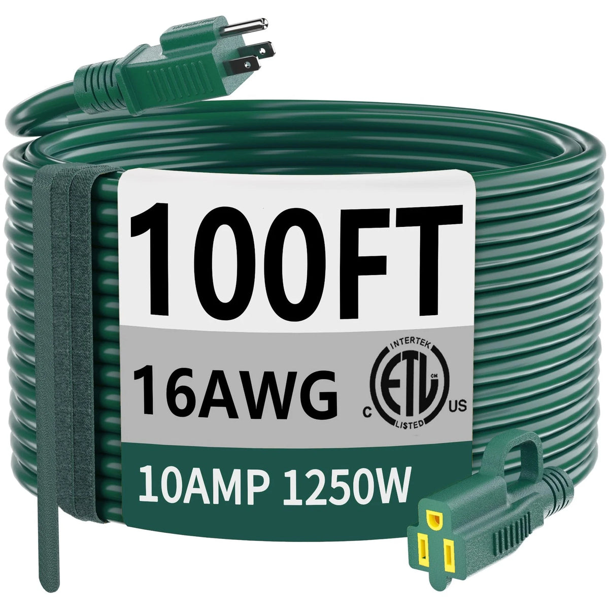 100 ft Waterproof Extension Cord 16/3 Gauge for Indoor Outdoor Use