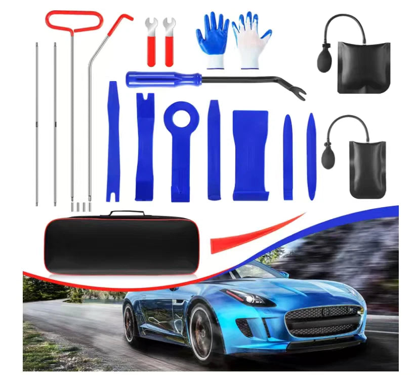 Roadside Emergency Tool Kit with Long Reach Grabber and Air Wedge Pump