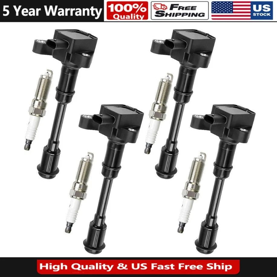 4X Ignition Coil & Iridium Spark Plug for Ford Escape Fiesta (2013–2019)