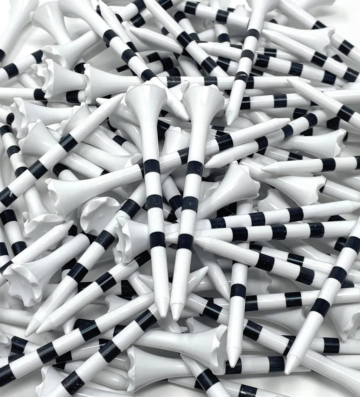 3 ¼” Plastic Golf Tees Set of 10 - White with 3 Black Stripes
