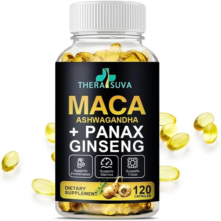 3 in 1 Ashwagandha, Maca Root, Panax Ginseng Supplement for Energy
