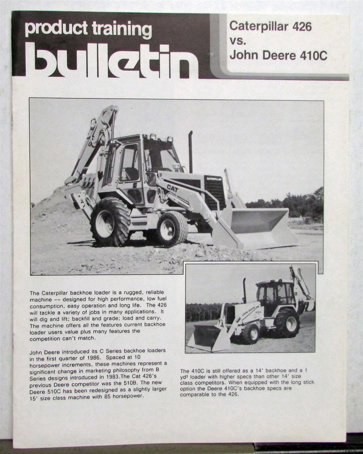 Set of 4 Construction Features Training Bulletins for CAT 426 John Deere 410C