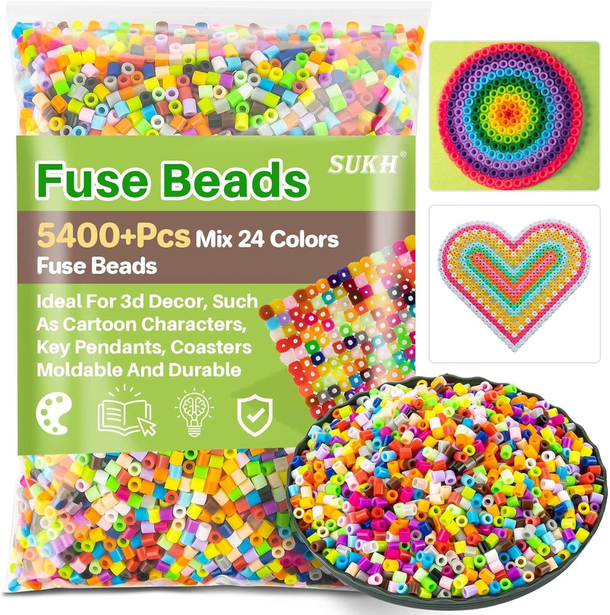 Sukh 5400+ Pcs Fuse Beads Kit - Melty Small Mixed Color