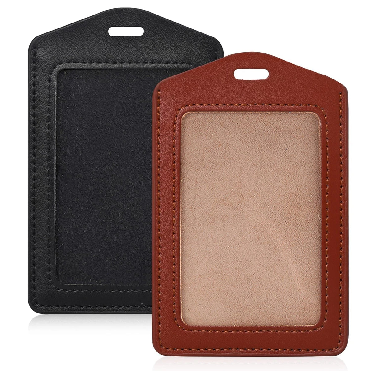 2X Genuine Leather ID Badge Holders for Universal Use