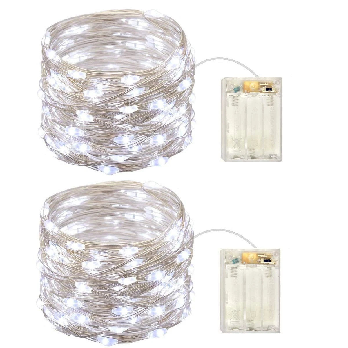 2X Battery Operated Mini LED Lights for Indoor Use (18 Feet, White)