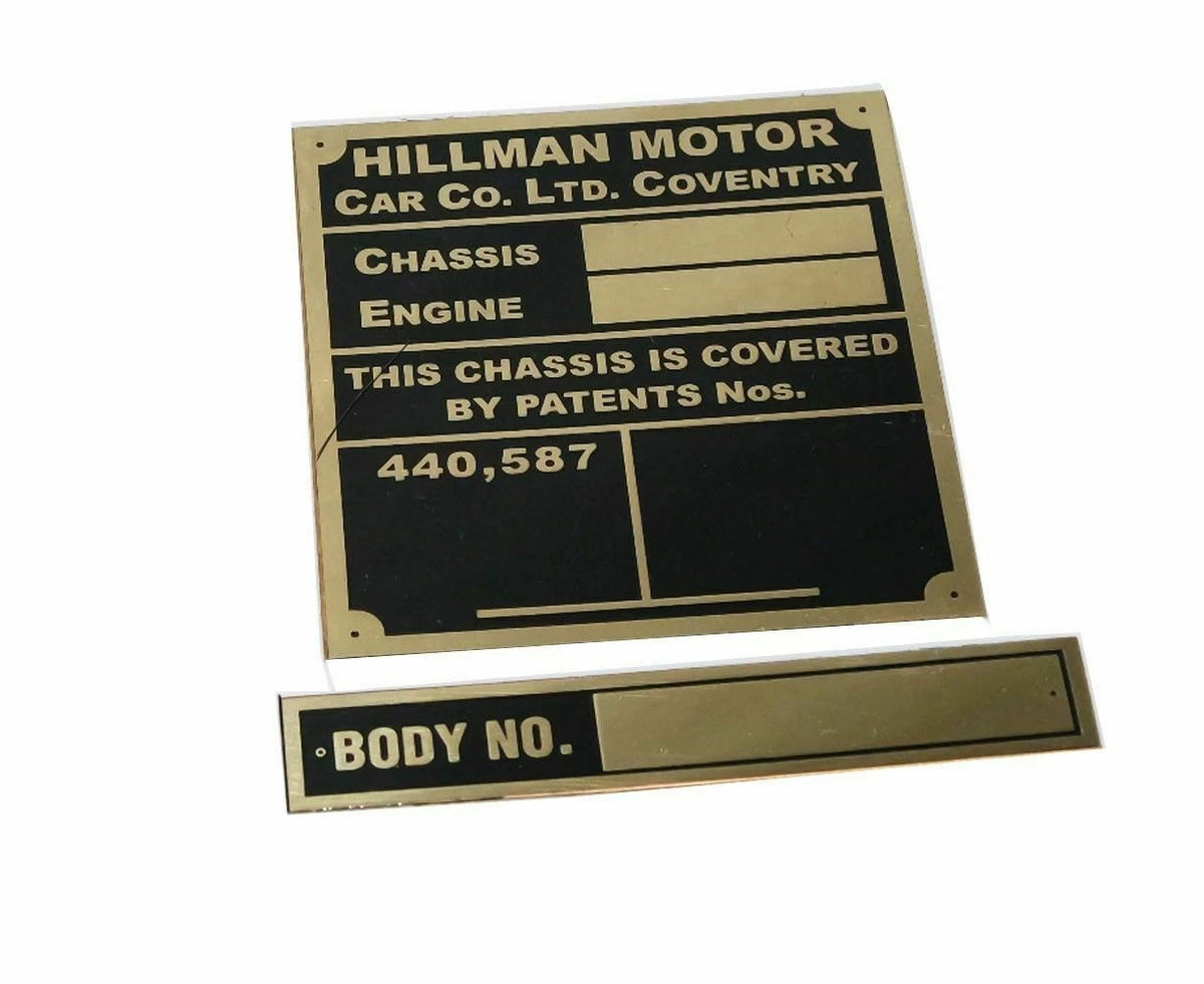 Replacement Chassis Plate for Hillman Motorcars
