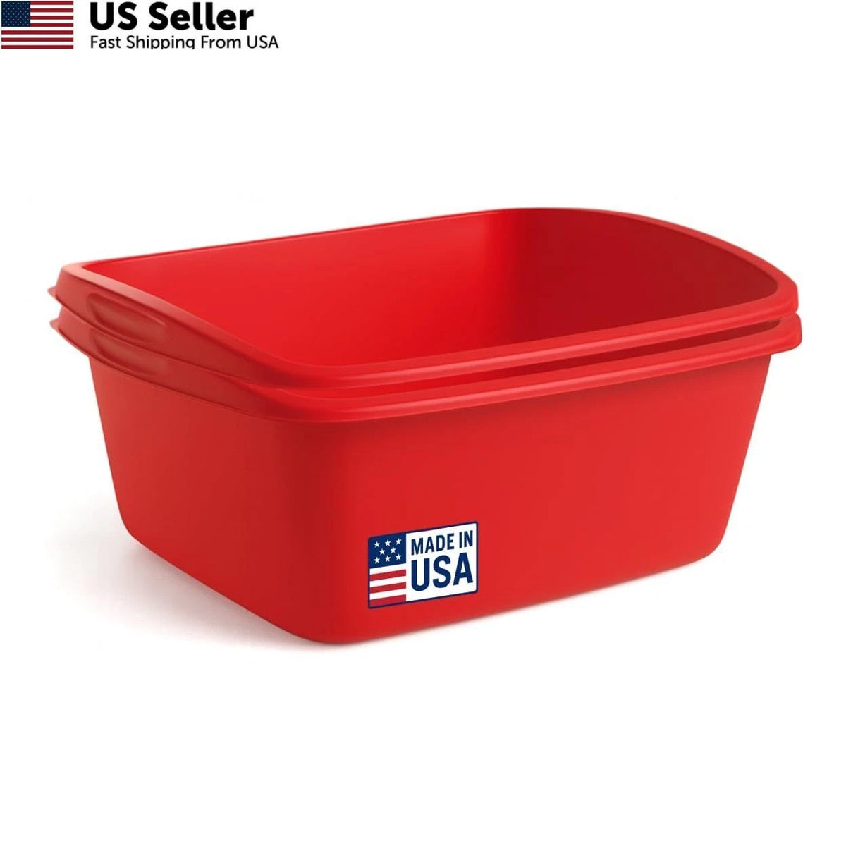 2X Dish Pans for Kitchen Sink (Red)