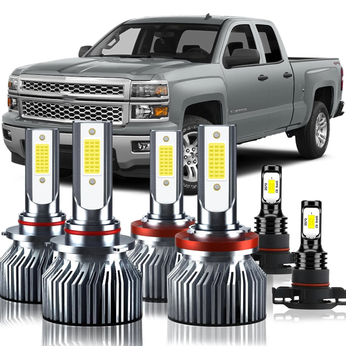 6X LED Light Bulbs Kit for Chevrolet Silverado (2007–2015)