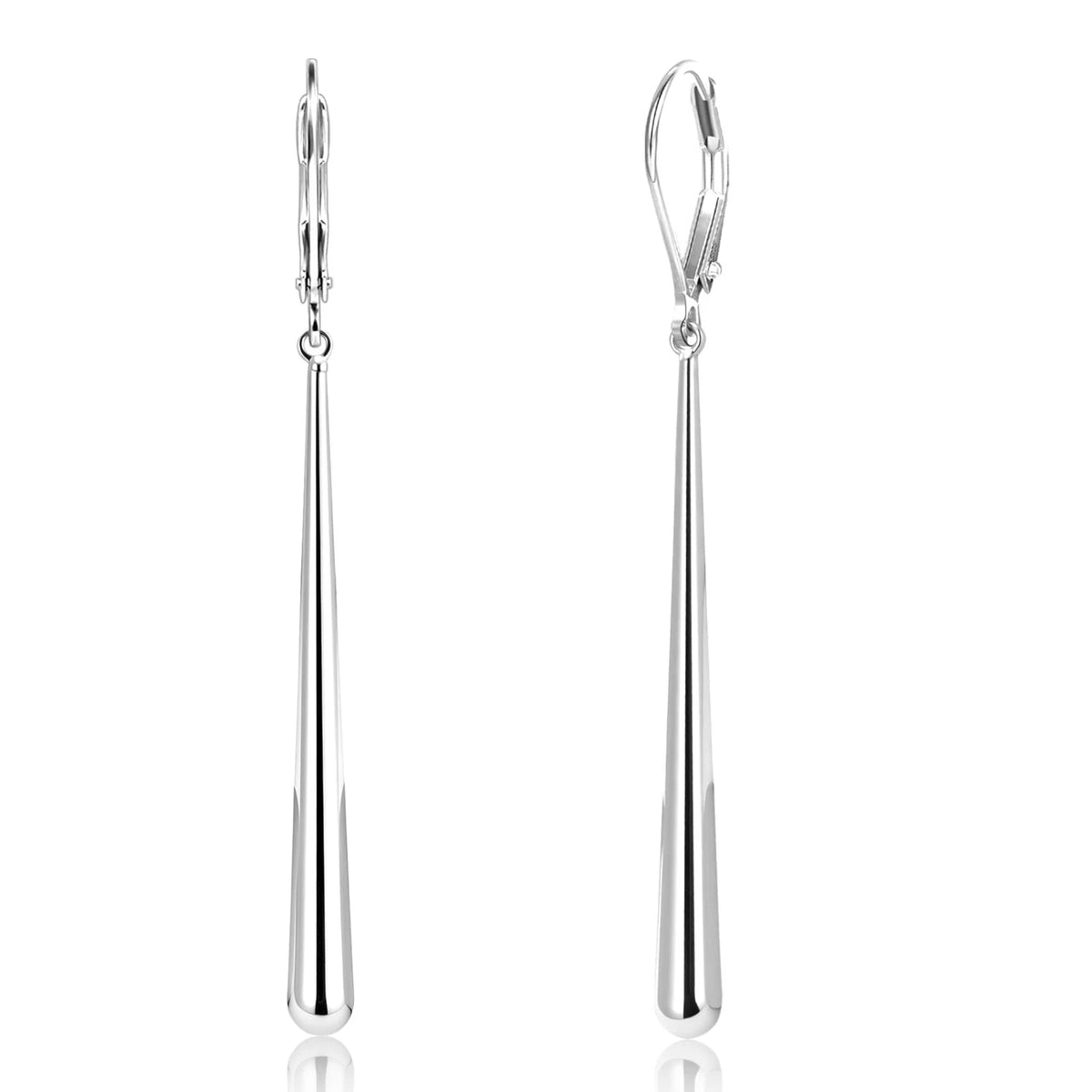 Long Silver Drop Earrings for Women, 925 Sterling Dangle 42mm