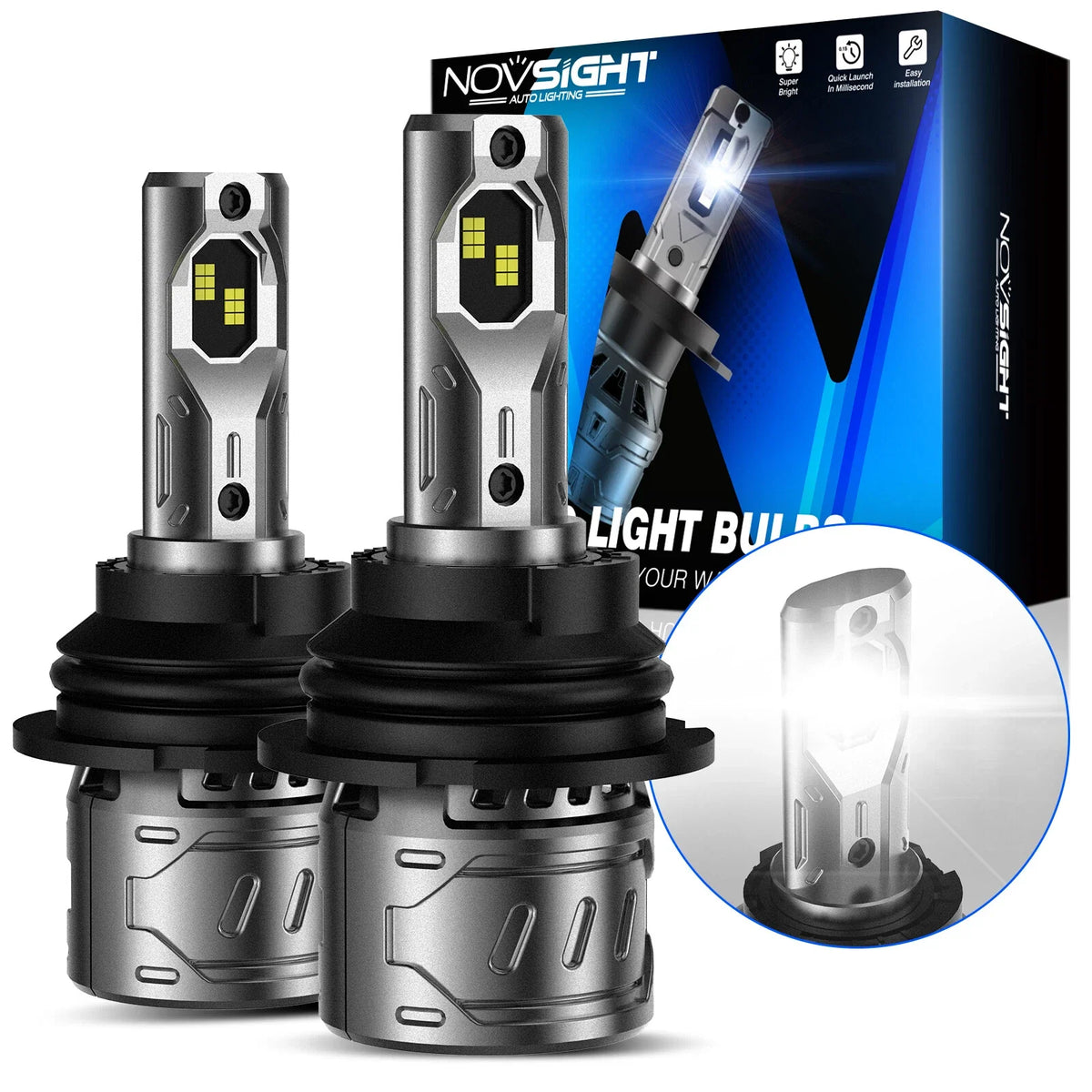 9007 HB5 LED Headlight Bulbs Kit for 6500K 50000LM